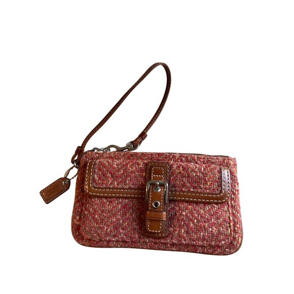 Coach Vintage F11214 Soho Hampton Orange Tweed Flap Hobo Clutch Wristlet - Picture 1 of 8